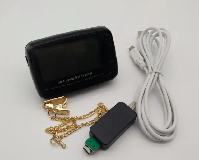 POCSAG pager with battery compartment open